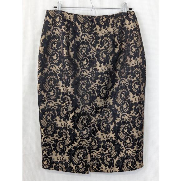 NWOT! WORTHINGTON! TAPESTRY WOVEN BLACK, GOLD "NUDE" SKIRT! SZ 10 - Picture 6 of 7
